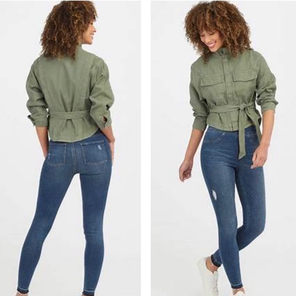 NWT Spanx distressed skinny jeans medium wash small